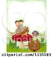Poster, Art Print Of Group Of Children Riding Bank Voles In The Woodlands