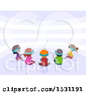 Group Of Children Sitting And Wearing Vitual Reality Glasses