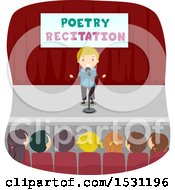 Poster, Art Print Of Group Of Children In An Audience Listening To A Boy Reciting Poetry
