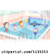 Poster, Art Print Of Coach Teaching Kids How To Play Water Polo
