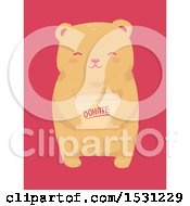 Poster, Art Print Of Cute Bear Holding A Donate Box Over Pink