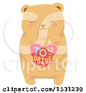 Poster, Art Print Of Cute Bear Holding A Toy Drive Heart