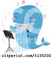 Poster, Art Print Of Whale Singing A Song And Holding A Microphone