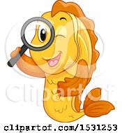 Poster, Art Print Of Fish Mascot Searching With A Magnifying Glass