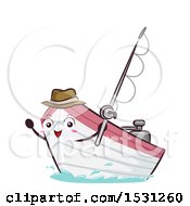 Poster, Art Print Of Motor Boat Mascot Holding A Fishing Pole
