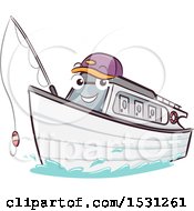 Poster, Art Print Of Yacht Mascot Holding A Fishing Pole