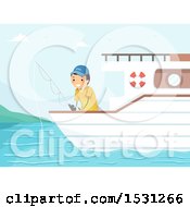 Poster, Art Print Of Man Fishing From A Boat