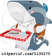 Poster, Art Print Of Shark Student Carrying A Cafeteria Tray