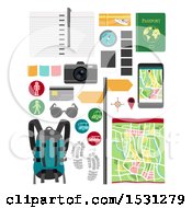 Clipart Of Travel Items And Design Elements Royalty Free Vector Illustration by BNP Design Studio
