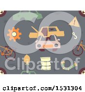 Clipart Of A Seamless Wrecking Yard Background Royalty Free Vector Illustration