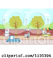 Clipart Of Food Carts In A City Royalty Free Vector Illustration by BNP Design Studio