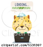 Poster, Art Print Of Cheetah Student Using A Laptop And Waiting For Something To Load