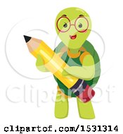 Poster, Art Print Of Tortoise Student Holding A Pencil