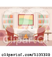 Poster, Art Print Of Victorian Living Room Interior With Chairs In Front Of A Fireplace