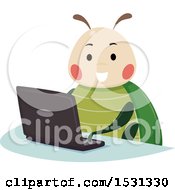 Poster, Art Print Of Happy Bug Using A Laptop Computer