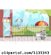 Clipart Of Food Carts In A City Park Royalty Free Vector Illustration