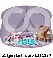 Clipart Of A Tent Interior With Camping Gear Royalty Free Vector Illustration by BNP Design Studio