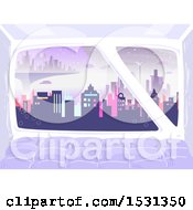 Clipart Of A View Of A Futuristic City Royalty Free Vector Illustration