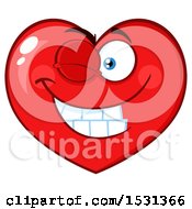 Clipart Of A Red Love Heart Character Winking Royalty Free Vector Illustration