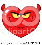 Clipart Of A Devil Red Love Heart Character Royalty Free Vector Illustration by Hit Toon