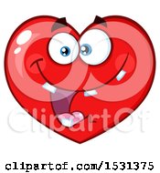 Clipart Of A Goofy Red Love Heart Character Royalty Free Vector Illustration by Hit Toon