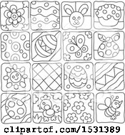 Poster, Art Print Of Black And White Easter And Spring Themed Tiles