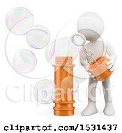 Clipart Of A 3d White Man Blowing Bubbles On A White Background Royalty Free Illustration by Texelart