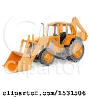 Clipart Of A 3d Backhoe Digger On A White Background Royalty Free Illustration by Texelart