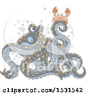Poster, Art Print Of Crab On An Octopus