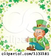 Poster, Art Print Of St Patricks Day Leprechaun In A Green Shamrock Border