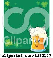 Poster, Art Print Of St Patricks Day Border With Shamrocks And A Beer Character