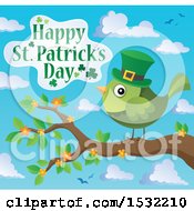 Poster, Art Print Of Happy St Patricks Day Greeting With A Green Bird