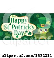 Poster, Art Print Of Green Owl With A Happy St Patricks Day Greeting