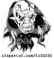 Clipart Of A Black And White Devil Royalty Free Vector Illustration