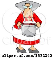 Cool Granny Cooking And Holding A Pot Of Food
