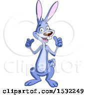 Clipart Of A Cartoon Happy Bunny Rabbit Holding Up Two Thumbs Royalty Free Vector Illustration