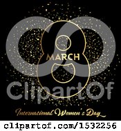 Poster, Art Print Of Happy Womens Day Design With Confetti On Black