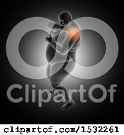 Poster, Art Print Of 3d Overweight Man With Glowing Shoulder Joint Pain
