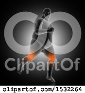 Clipart Of A 3d Overweight Man Running With Glowing Knees Royalty Free Illustration by KJ Pargeter