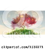 Poster, Art Print Of 3d Cherry Tree On A Hill