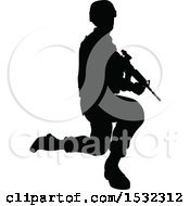 Poster, Art Print Of Black Silhouetted Male Armed Soldier