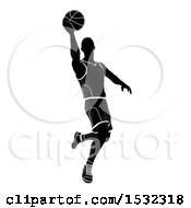 Poster, Art Print Of Silhouetted Black And White Basketball Player