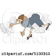 Business Woman Falling With Papers Flying Around