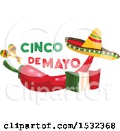 Clipart Of A Cinco De Mayo Red Pepper Design Royalty Free Vector Illustration