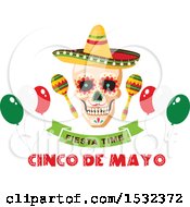 Clipart Of A Cinco De Mayo Party Mexican Skull Design Royalty Free Vector Illustration
