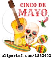 Clipart Of A Cinco De Mayo Mexican Skull Design Royalty Free Vector Illustration