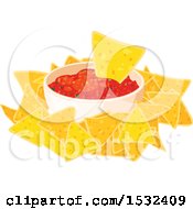 Clipart Of A Cinco De Mayo Mexican Tortilla Chips And Salsa Royalty Free Vector Illustration
