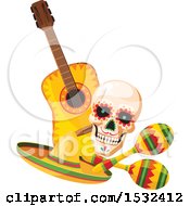 Clipart Of A Cinco De Mayo Mexican Skull Design Royalty Free Vector Illustration