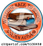 Clipart Of A Sketched Back To School Book Design Royalty Free Vector Illustration