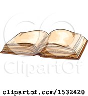 Clipart Of A Sketched Open Book Royalty Free Vector Illustration by Vector Tradition SM